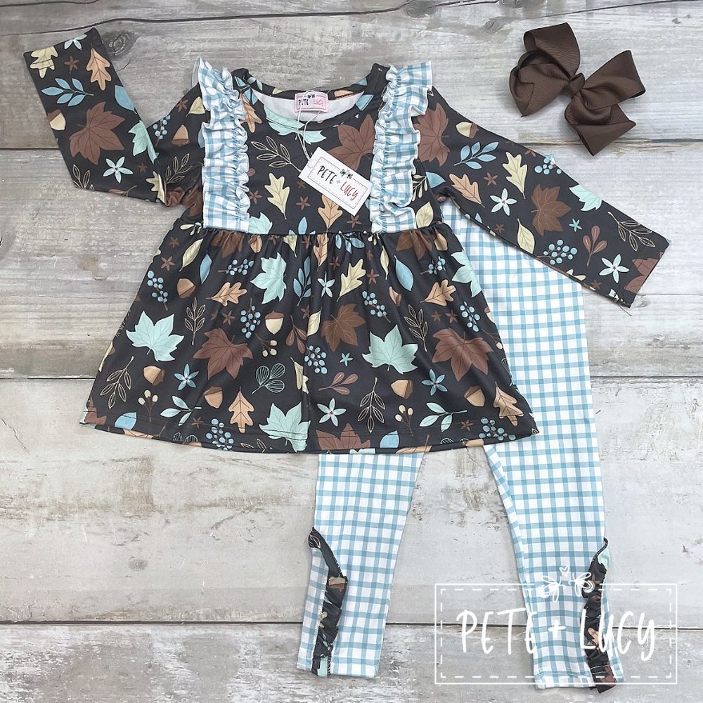 New Long Sleeve Ruffle Shoulder Pant Set